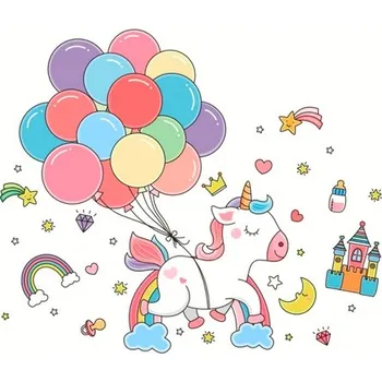 Samolepící dekorace Čína Samolepky na zeď do dětského pokoje (jelen, pampeliška, jednorožec, baletky) Motiv: jednorožec