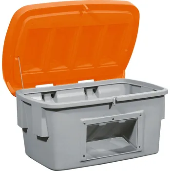 Sud Zásobník na posypový materiál SB 700-O, s odebíracím otvorem, víko oranžové, objem 700 l