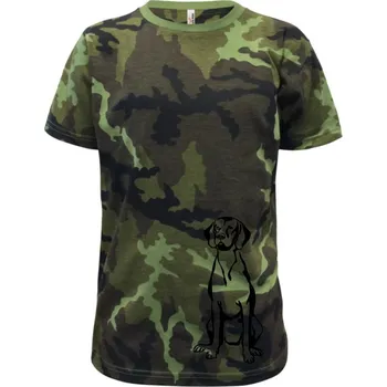 Chlapecké tričko Vizsla na výšku - Dětské maskáčové triko - 146 cm/10 let ( Zelený maskáč )