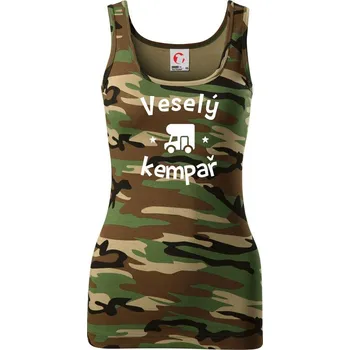 Dámské tričko Veselý kempař - Dámské Maskáčové tílko - XS ( Hnědý maskáč )