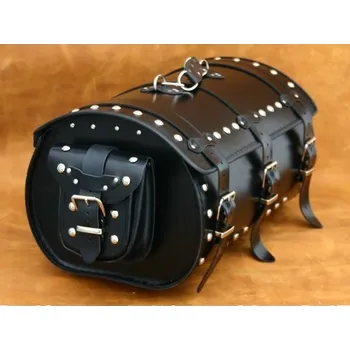 Zavazadlo na motocykl Kožený moto kufr K6, 50/60x27x32cm - nýty a třásně / bez boční kapsičky / 50cm