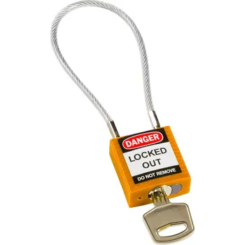 Visací zámek Kompaktní bezpečnostní zámek, s nezaměnitelnými klíči „Keyed Different“, 200 mm, oranžový