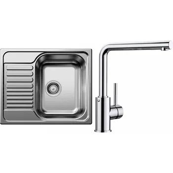 Nerezový dřez Set Blanco 03-D 25 (dřez Tipo 45 S Mini Přírodní lesk + baterie Mila Chrom)