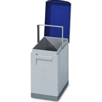 Odpadkový koš Stanice na sběr surovin, se šedým sklápěcím víkem, objem 15 litrů