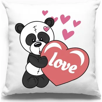 Dekorativní polštářek Polštář s potiskem zamilované pandy, Barva Bílá, Velikost 40×40 cm, Canvas Polštářek Bezvatriko.cz 0978