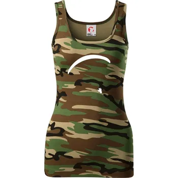 Dámské tričko Obrys padáku velký - Dámské Maskáčové tílko - XS ( Hnědý maskáč )