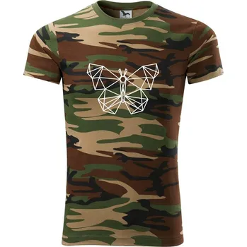 Pánské tričko Geometrie - motýl - Army CAMOUFLAGE - S ( Hnědý maskáč )