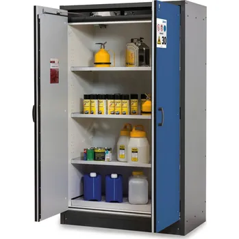 Protipožární skříň na nebezpečné látky asecos Basis-Line typ 30-123, 3 ks police, antracit-modrá