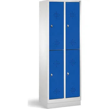 Šatní skříň Šatní skříň Cabo, 4 oddíly, š 610, h 500, v 1800 mm, podstavec, dveře modré