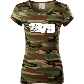 Dámské tričko Husákovo dítě - 1979 - Dámské maskáčové triko - L ( Hnědý maskáč )