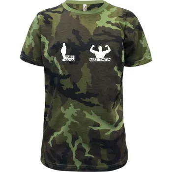 Chlapecké oblečení Můj táta - tvůj táta - Svaly - Dětské maskáčové triko - 146 cm/10 let ( Zelený maskáč )