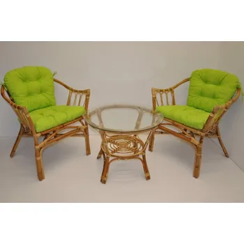 Sedací souprava Axin Trading1 Ratanová sedací souprava Subaliu - polstry světle zelený melír