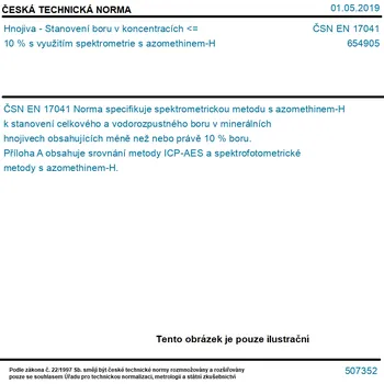 ČSN EN 17041 - Hnojiva - Stanovení boru v koncentracích <= 10 % s využitím spektrometrie s azomethinem-H - Tisk