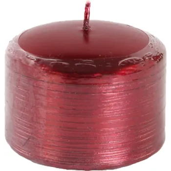 Svíčka Svíčka válec Kontury drátkovaný motiv 70x50 mm - metalická bordó