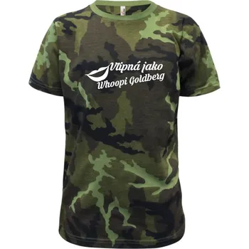 Vtipná jako Whoopi Goldberg - Dětské maskáčové triko - 146 cm/10 let ( Zelený maskáč )