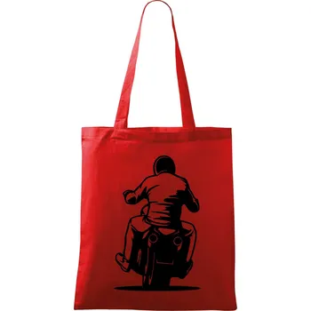 Nákupní taška Motorkář na zádech - chopper - Taška bavlněná - 42 x 38 cm ( Červená )