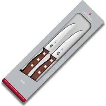 Victorinox dvoudílná sada nožů na steaky dřevo - vroubkované ostří