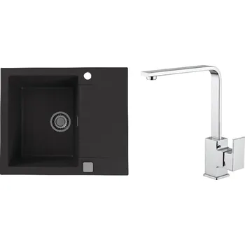 Granitový dřez Set Alveus (dřez Cadit 10 Black 91 + baterie Reno Chrom) SETA22022