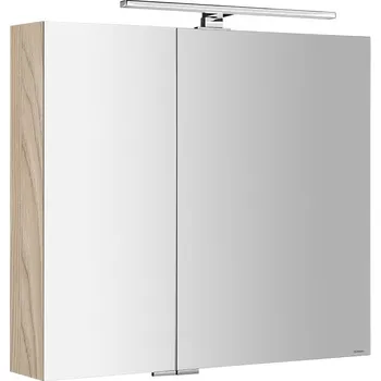 Zrcadlo SAPHO MIRRÓ galerka s LED osvětlením, 80x70x16cm, jilm bardini