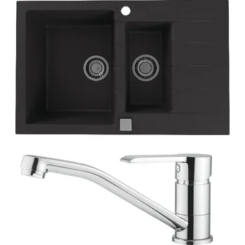 Granitový dřez Set Alveus (dřez Cadit 70 Black 91 + baterie Ruta Chrom) SETA22070
