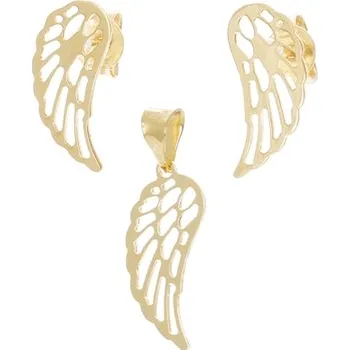 Souprava šperků Zlatá souprava náušnic a přívěšku andělská křídla ZLSS29F + DÁREK ZDARMA