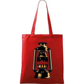 Nákupní taška Petrolejka s horami - Taška bavlněná - 42 x 38 cm ( Červená )