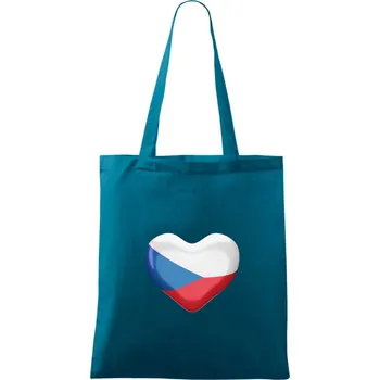 Česká vlajka srdce - Taška bavlněná - 42 x 38 cm ( Petrolejová )