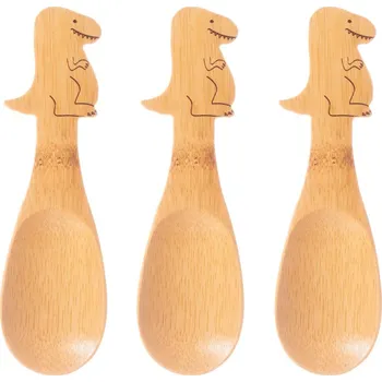 Příbor Bambusové lžičky 3 ks Sass & Belle T-Rex přírodní