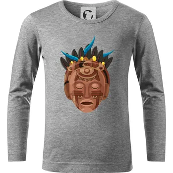 Chlapecké tričko Mayové maska hnědá - Triko dětské Long Sleeve - 158 cm/12 let ( Tmavě šedý melír )