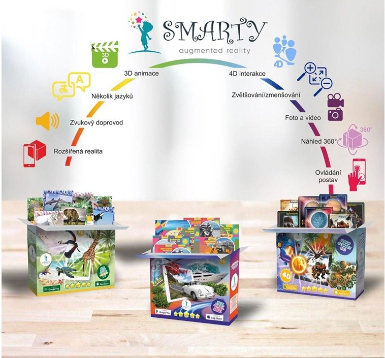 foto Výuková hračka 4D Smarty Interaktivní karty Divoká zvířata, Mořský život, Ptáci