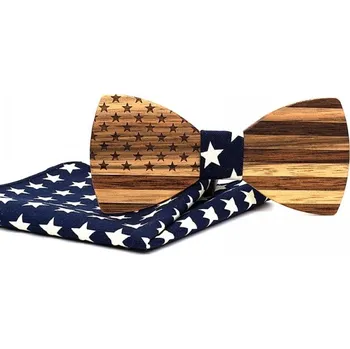 Dřevěný motýlek AMERIKA modrý Modrá