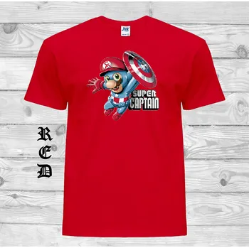 Chlapecké tričko detske-levne-bavlnene-tricko-potisk-kapitan-Mario Barva: Red - červená, velikost: 152