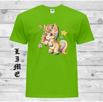 Dívčí tričko detske-levne-bavlnene-tricko-potisk-maly-jednorozec Barva: Lime - limetková, velikost: 128