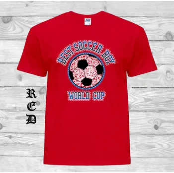 Chlapecké tričko detske-levne-bavlnene-tricko-potisk-napis-fotbal-nejlepsi Barva: Red - červená, velikost: 152