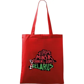 Mapy - názvy měst - Bělorusko - Taška bavlněná - 42 x 38 cm ( Červená )