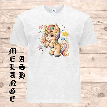 Dívčí tričko detske-levne-bavlnene-tricko-potisk-maly-jednorozec Barva: Heather grey - vřesově šedá, velikost: 104