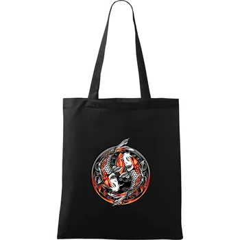 Nákupní taška Yin & Yang Koi kapr - oranžový - Taška bavlněná - 42 x 38 cm ( Černá )