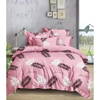 Povlečení Delinn Bavlněné povlečení na dvoulůžko + prostěradlo ZDARMA - Čtvercový vzor list