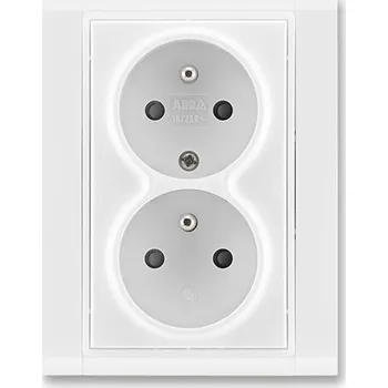 spínač ABB 5512F-C02359 03 Zásuvka dvojnásobná chráněná s clonkami Time bílá/bílá,šroub.svorky