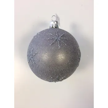 Vánoční dekorace Vánoční ozdoby Střední vánoční koule s hvězdami 6 ks - šedá