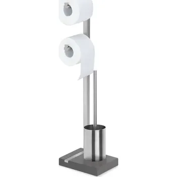 WC štětka Blomus Menoto držák na toaletní papír a štětku černá mat 68623 stříbrná