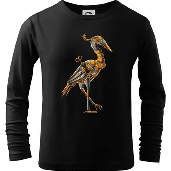 Chlapecké tričko Steampunk čáp - Triko dětské Long Sleeve - 122 cm/6 let ( Černá )