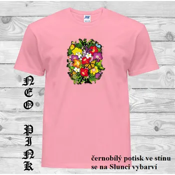 Pánské tričko panske-bavlnene_tricko_uv_potisk_Ibisek Barva: Pink neo - matně růžová, velikost: S