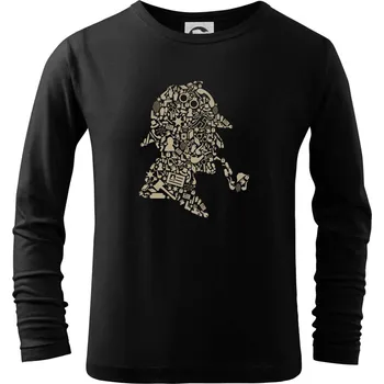 Chlapecké tričko Sherlock Holmes ikony - Triko dětské Long Sleeve - 122 cm/6 let ( Černá )