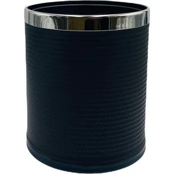 Odpadkový koš Caretrade Koš do pokoje koženkový 10 l, kulatý hnědý, strukturovaný