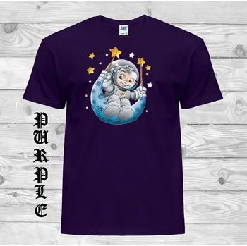 detske-levne-bavlnene-tricko-potisk-kosmonaut Barva: Purple - purpurová, velikost: 128