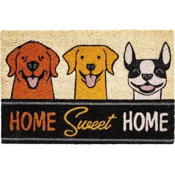 Kokosová vnitřní čistící vstupní rohož FLOMA Ruco Happy Dogs Home Sweet Home - 40 x 60 x 1,5 cm