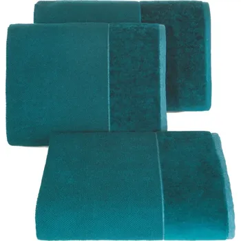 Ručník Bavlněný froté ručník s velurovou bordurou LINDA 50x90 cm, tyrkysová, 550 gr Mybesthome