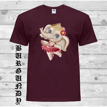 detske-levne-bavlnene-tricko-potisk-slon-tanecnice Barva: Burgundy - bordó, velikost: 128