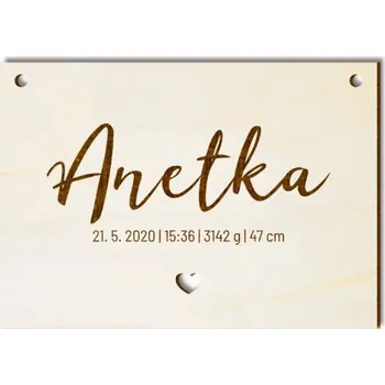 Svatební dekorace Dřevěná cedulka se jménem dítěte